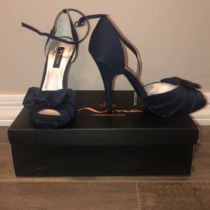 Navy blue satin Nina heel